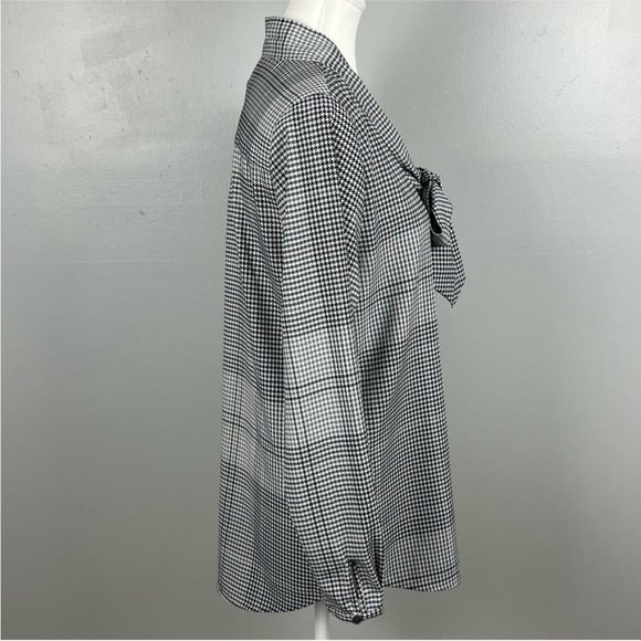 Vintage Barbour Secretary blouse bow tie neck houndstooth pattern fits M/L - Picture 4 of 10